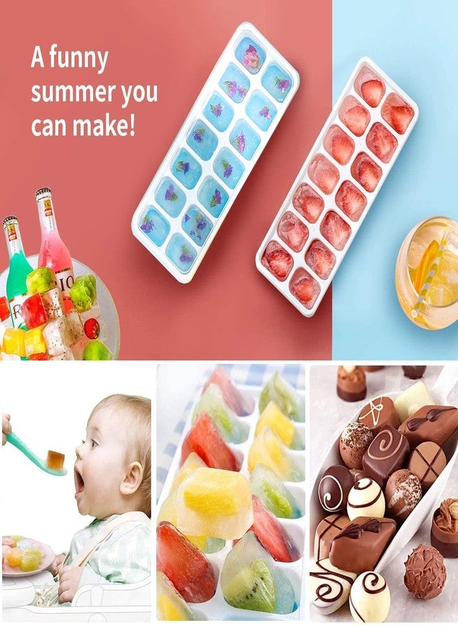 UB Unity Brand 2 pcs 21 Cavity Pop Up Ice Cube Trays for Freezer with Lid with Easy Release Flexible Silicone Bottom, Stackable, 100% BPA Free, Food Grade for Freezer, Cocktail (Square Shape) - Image 2
